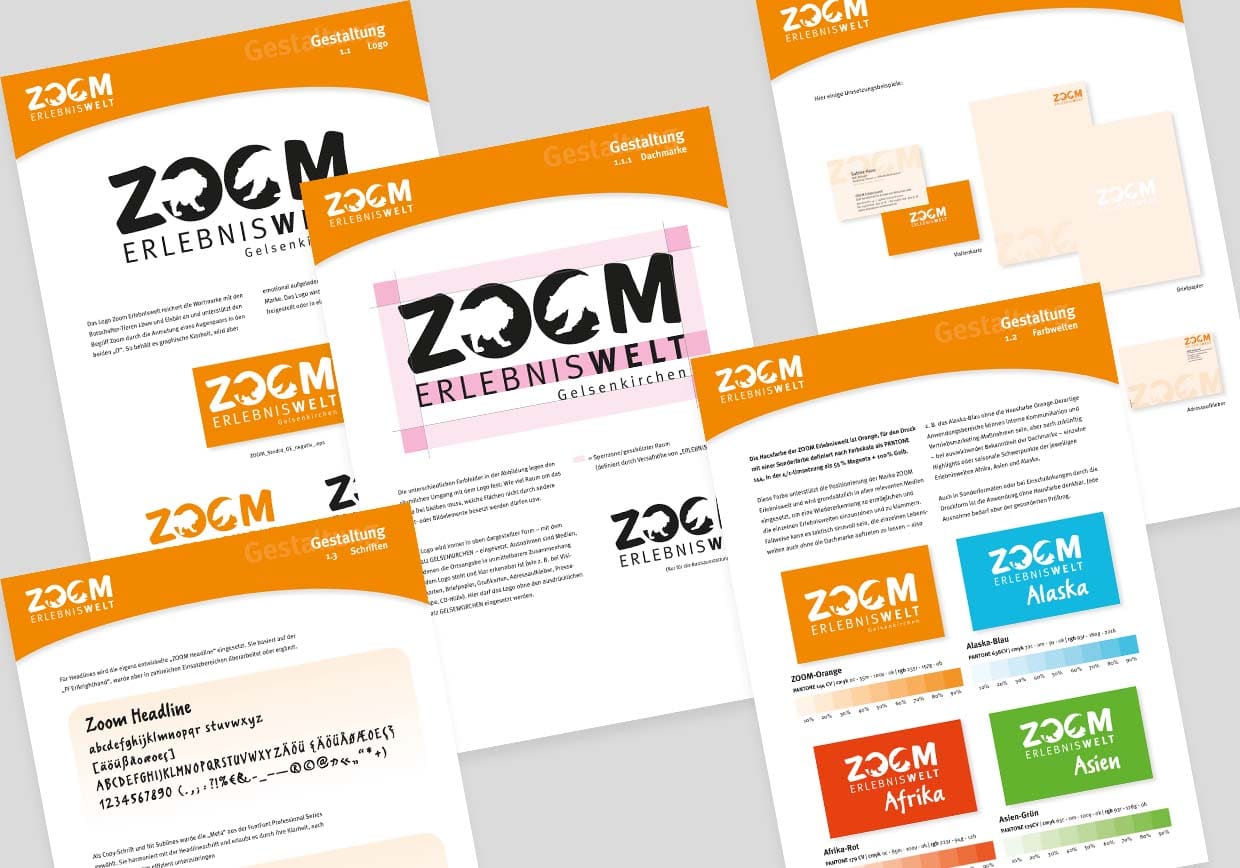 Das Corporate Design Manual der ZOOM Erlebniswelt Gelsenkirchen.