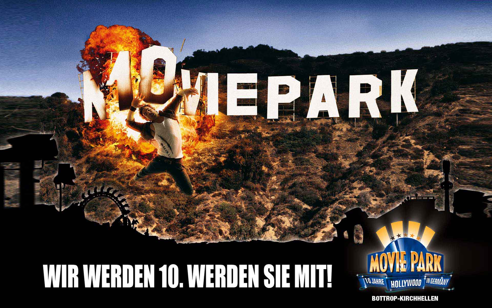 Werbemotiv Explosion für den Moviepark in Bottrop