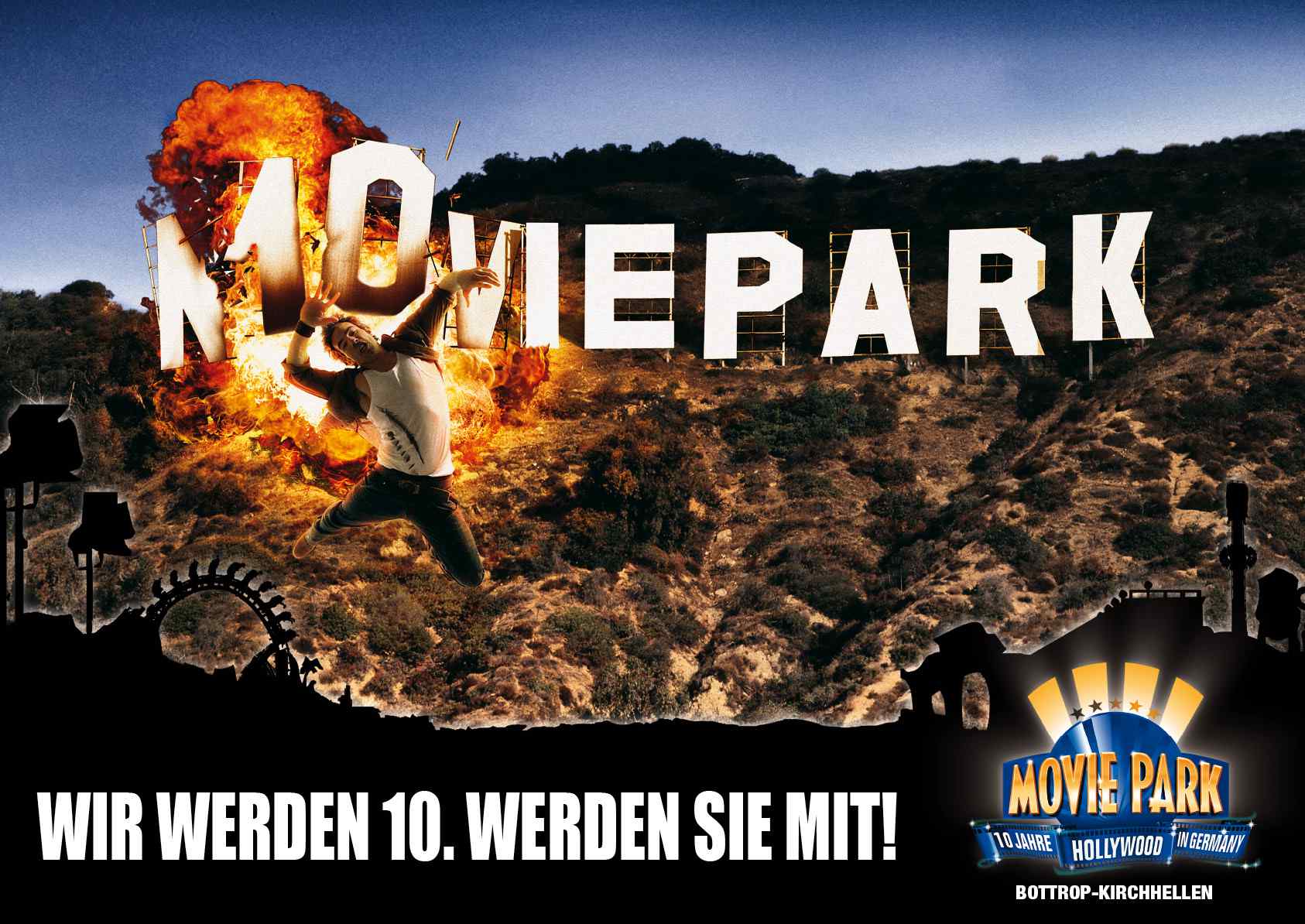 Plakatmotiv StuntShow für den Movie Park Germany